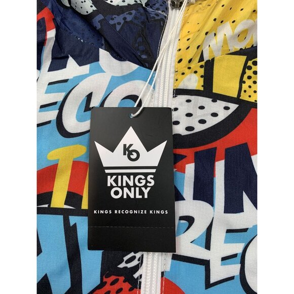 Kings Only Mens Large Red & Blue Windbreaker Jacket No Cap Salvage - Picture 3 of 12